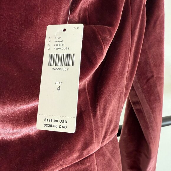 Anthropologie Velvet Long Sleeve Dress in Burgundy Hutch NWT size 4 - Picture 8 of 12